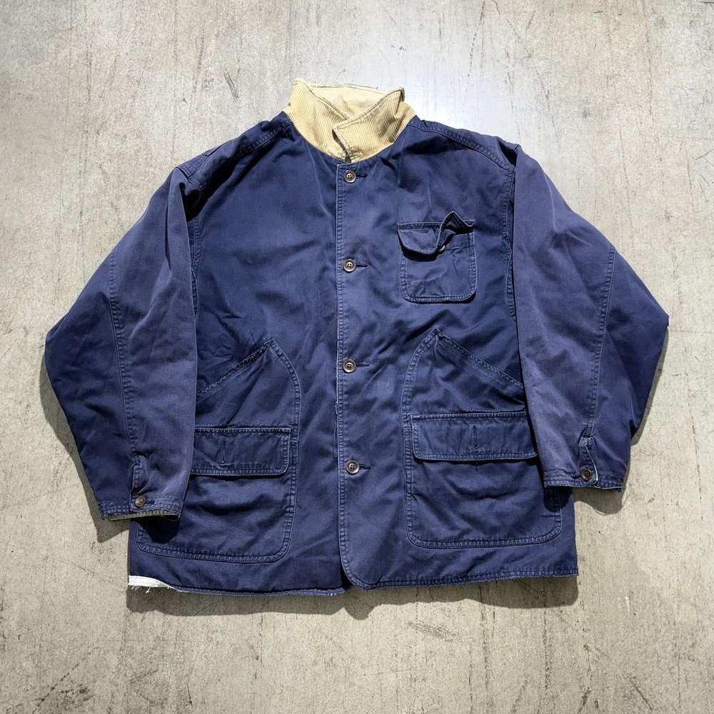 Braetan Jacket Mens Medium Blue Canvas Button Front Field Military Lined Coat